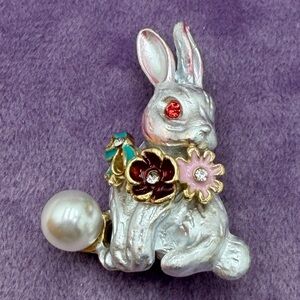 Baby Bunny Brooch with Lilac Accents Brooch